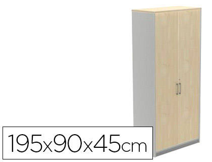 ROCADA - ARMARIO CON CUATRO ESTANTES Y DOS PUERTAS SERIE STORE 195X90X45 CM ACABADO AB04 ALUMINIO/BLANCO (Ref.1104AB04)