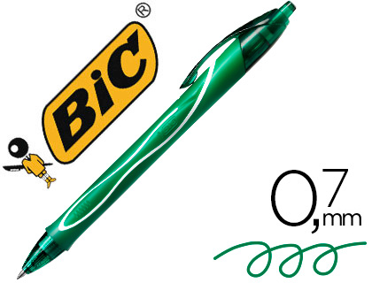 BIC - BOLIGRAFO GELOCITY QUICK DRY RETRACTIL TINTA GEL VERDE PUNTA DE 0,7 MM (Ref.964771)