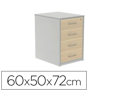 ROCADA - CAJONERA CON CUATRO CAJONES SERIE STORE 60X50X72 CM ACABADO AB01 ALUMINIO/HAYA (Ref.4005AB01)
