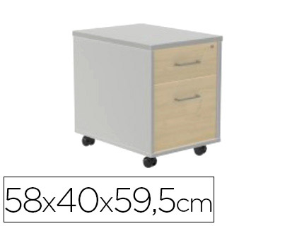 ROCADA - CAJONERA CON DOS CAJONES SERIE STORE 58X40X59,5 CM ACABADO AB04 ALUMINIO/BLANCO (Ref.4004AB04)