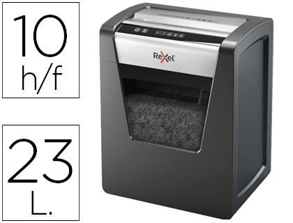 REXEL - DESTRUCTORA DE DOCUMENTOS MOMENTUM M510 CAPACIDAD DE CORTE 10 HOJAS DESTRUYE GRAPAS Y CLIPS PAPELERA 23 L (Ref.2104575EU)