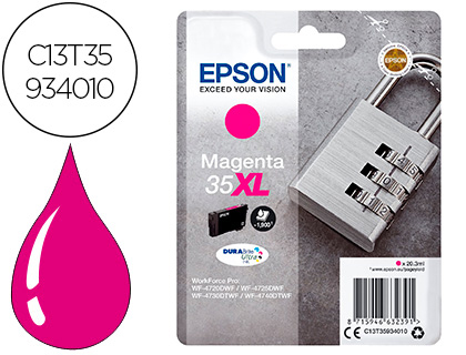 EPSON - INK-JET 35XL T3593 PRO WF-4720DWF / 4725DWF / 4730DTWF / 4740DTWF MAGENTA ALTA CAPACIDAD 1900 PAGINAS (Ref.C13T35934010)