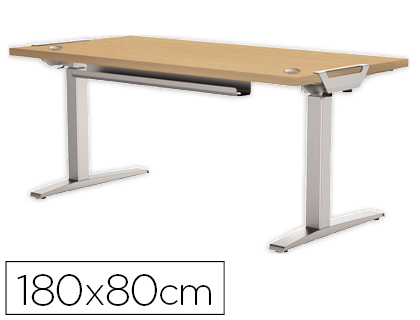 MESA DE OFICINA LEVADO BASE METAL ACERO PINTADO SISTEMA ELECTRICO REGULABLE ALTURA TABLERO ARCE 180 X 80 CM (Ref.9709501)