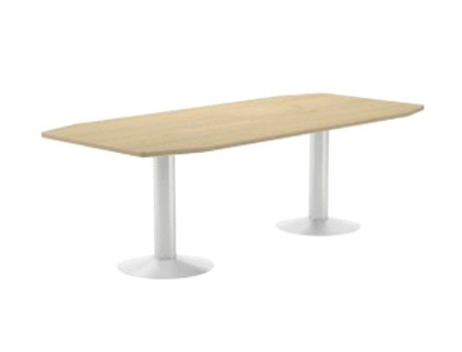 ROCADA - MESA DE REUNION MEETING ESTRUCTURA COLUMNA DOBLE ACERO BLANCO TABLERO MADERA GRIS (Ref.3003ATW02)