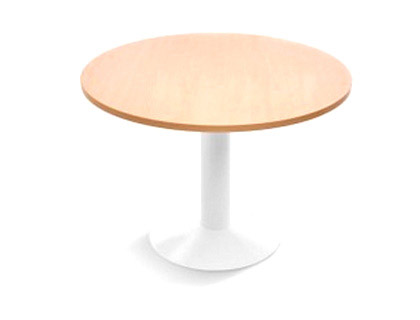 ROCADA - MESA DE REUNION MEETING ESTRUCTURA COLUMNA ACERO BLANCO TABLERO MADERA BLANCO 100 CM DIAMETRO (Ref.3005ATW04)
