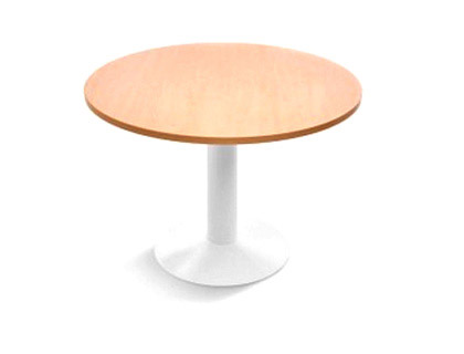 ROCADA - MESA DE REUNION MEETING ESTRUCTURA COLUMNA ACERO BLANCO TABLERO MADERA BLANCO 120 CM DIAMETRO (Ref.3006ATW04)