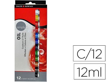 DALER - PINTURA OLEO ROWNEY SIMPLY CAJA DE 12 COLORES SURTIDOS TUBO DE 12 ML (Ref.118500100)