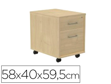 ROCADA - CAJONERA CON DOS CAJONES SERIE STORE 58X40X59,5 CM ACABADO AA01 HAYA/HAYA (Ref.4004AA01)