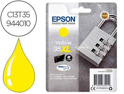 EPSON - INK-JET 35XL T3594 PRO WF-4720DWF / 4725DWF / 4730DTWF / 4740DTWF AMARILLO ALTA CAPACIDAD 1900 PAGINAS (Ref.C13T35944010)