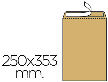 SAM - BOLSA KRAFT FOLIO PROLONGADO 250X353mm TIRA DE SILICONA CAJA DE 250unid. (Ref.K-12)