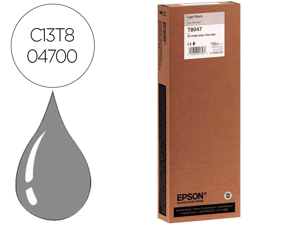 EPSON - Ink-jet gf surecolor serie sc-p gris ultrachrome hdx/hd 700ml (Ref. C13T804700)