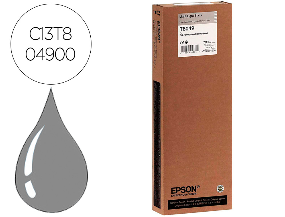 EPSON - Ink-jet gf surecolor serie sc-p gris claro ultrachrome hdx/hd 700ml (Ref. C13T804900)