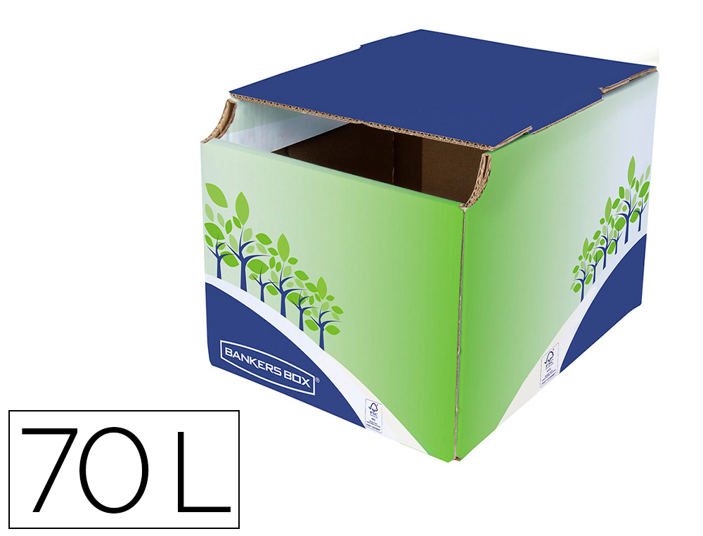 FELLOWES - Contenedor papelera reciclaje sobremesa carton 100% reciclado montaje manual entrada frontal y tapa (Ref. 8049301)