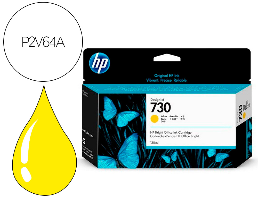 HP ( HEWLETT PACKARD ) - Ink-jet n 730 130-ml amarillo / dnj t1700/1000 paginas (Ref. P2V64A)