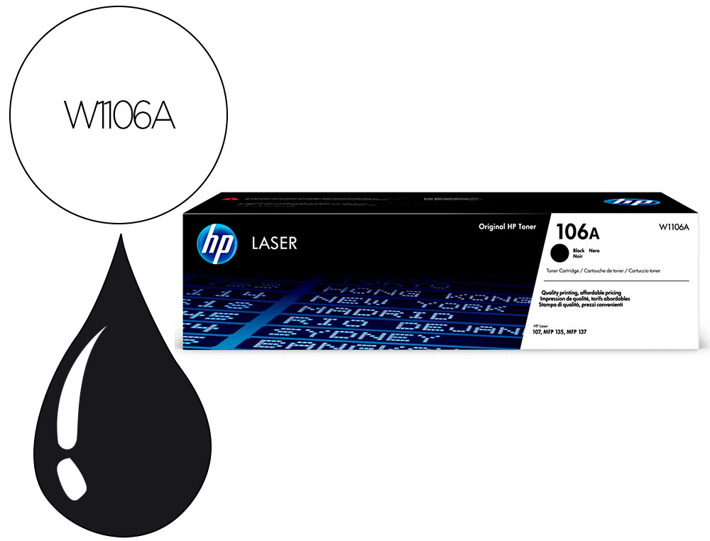 HP ( HEWLETT PACKARD ) - Toner laser 107a/w, mfp 135anegro 106a (Ref. W1106A)