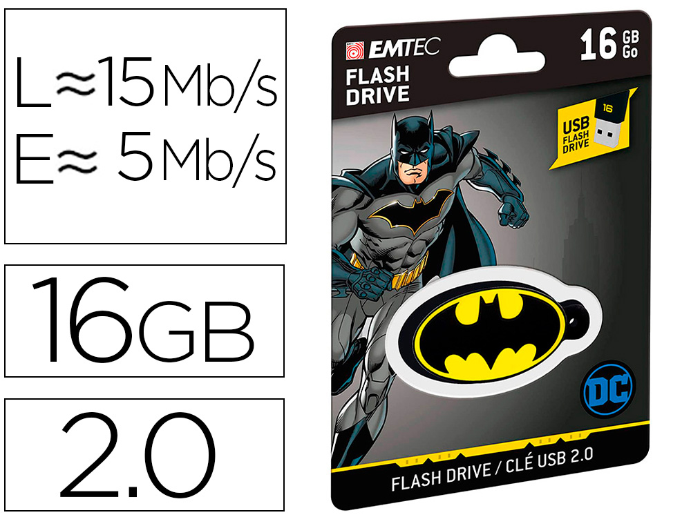 EMTEC - Memoria usb flash 16 gb usb 2.0 collector batman (Ref. E172716)