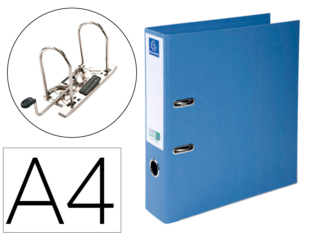 EXACOMPTA - Archivador de palanca prem touch clean safe carton forrado din A4 lomo 70 mm azul (Ref. 53222E)
