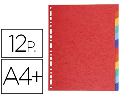 EXACOMPTA - Separadores cartulina brillo juego de 12 separadores din a4+ multitaladro (Ref. 2112E)