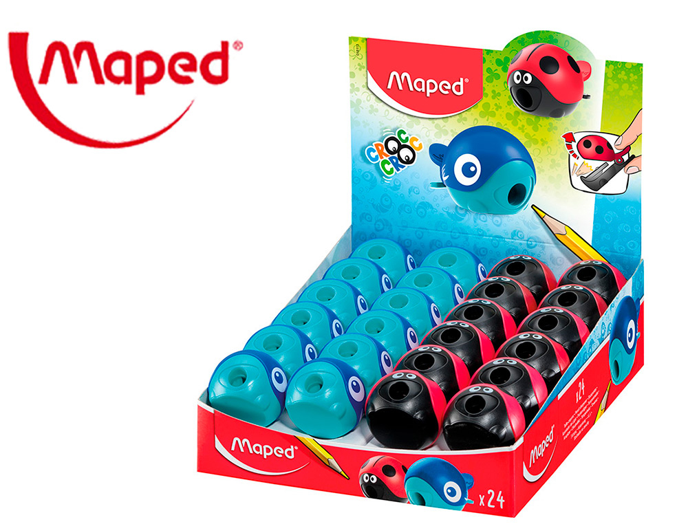 MAPED - Sacapuntas/Afilalapices plastico croc croc easy 1 uso con deposito (Ref. 18113)