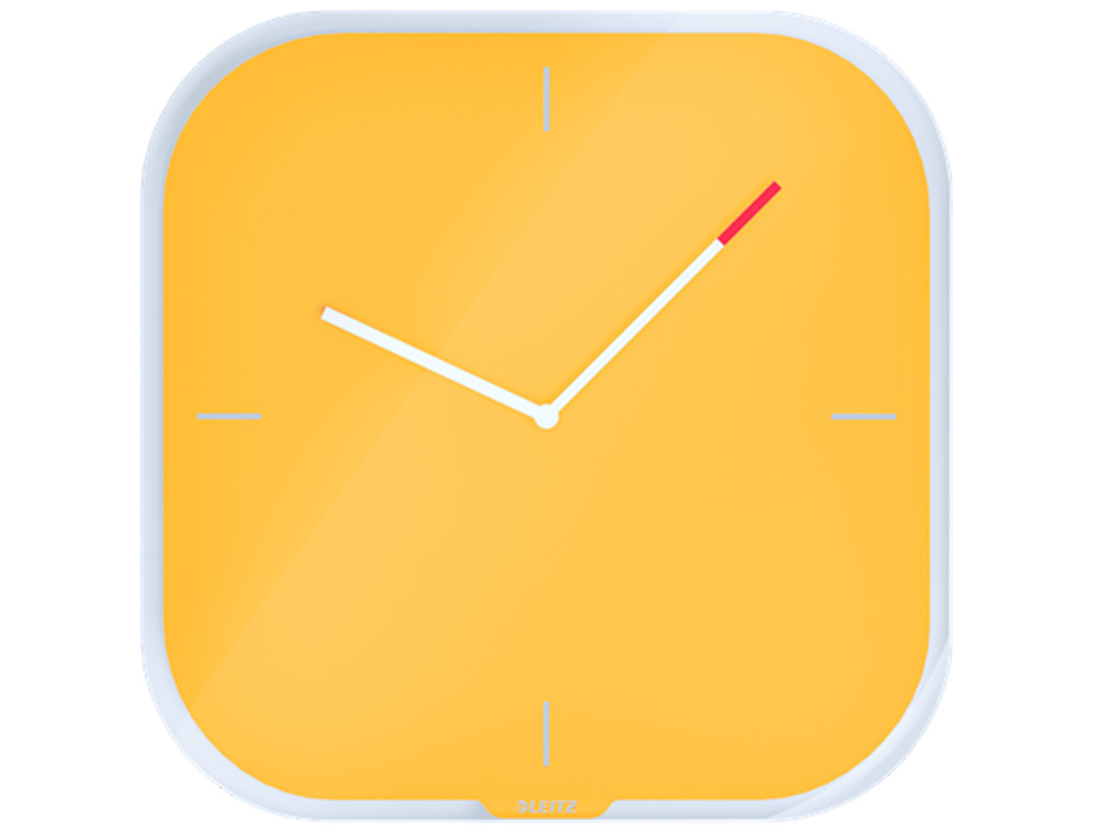 LEITZ - Reloj cosy de pared silencioso cristal 30x30 cm amarillo (Ref. 90170019)