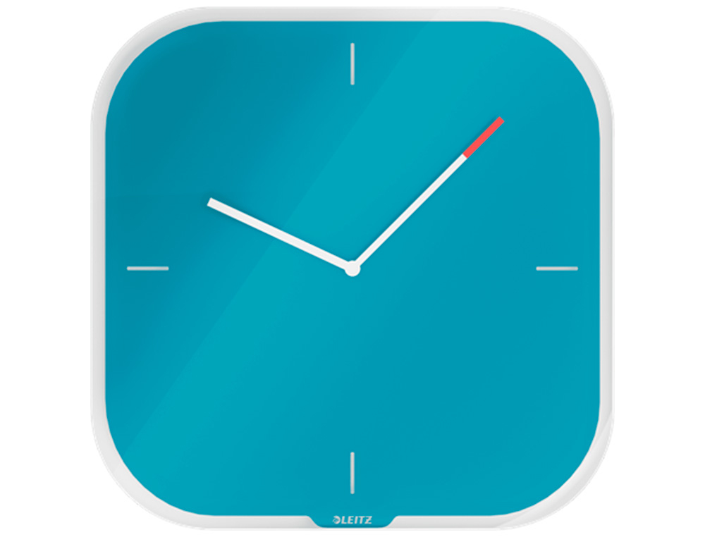 LEITZ - Reloj cosy de pared silencioso cristal 30x30 cm azul (Ref. 90170061)