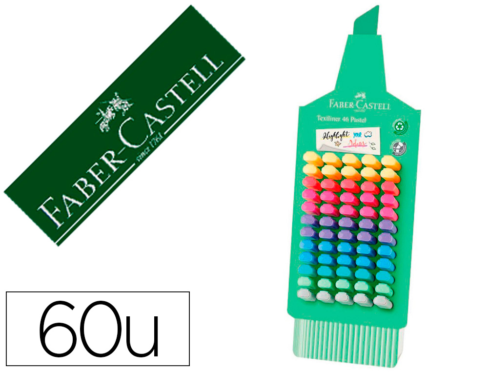 FABER CASTELL - Rotulador faber fluorescente 1546 expositor de 60 unidades colores surtidos (Ref. 254633)