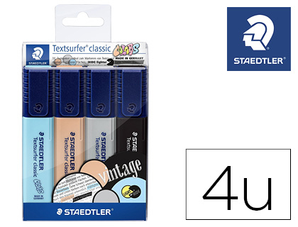 STAEDTLER - Rotulador textsurfer classic 364 pastel &amp; vintage bolsa de 4 unidades colores surtidos (Ref. 364 CWP4)