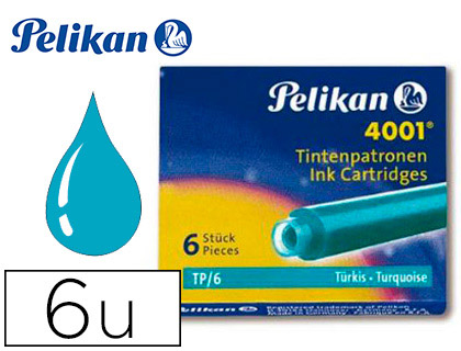 PELIKAN - Tinta estilografica tp6 turquesa caja de 6 cartuchos (Ref. 301705)