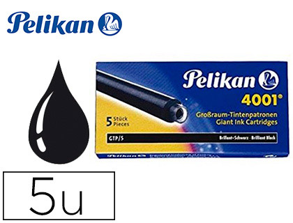 PELIKAN - Tinta estilografica gtp/5 negro caja de 5 cartuchos (Ref. 310615)