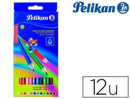 PELIKAN - Lapices de colores hexagonales acuarelable 12 colores mina 3mm caja de carton (Ref. 700672)