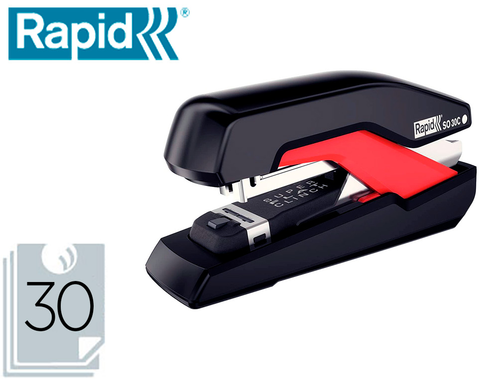 RAPID - Grapadora so30c plastico negro/rojo capacidad 30 hojas usa grapas omnipress 30 (Ref. 5000550)