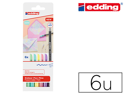 EDDING - Rotulador punta fibra 1200 pastel punta redonda 1 mm estuche de 6 unidades colores surtidos (Ref. 1200-6-S)