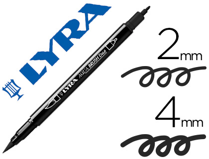 LYRA - Rotulador aqua brush acuarelable doble punta fina y pincel negro (Ref. 6520099)