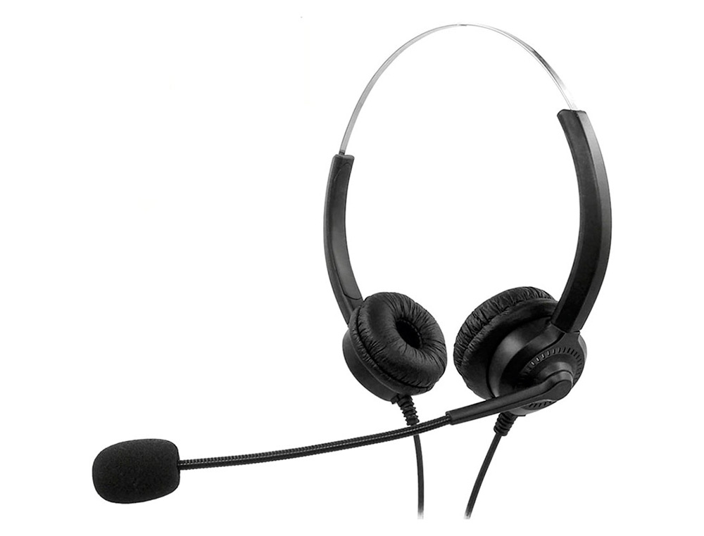 MEDIARANGE - Auricular biaural diadema con microfono cable 2 mt (Ref. MROS304)