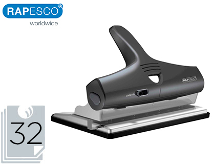 RAPESCO - Taladrador alu 95 negro ajustable 2,3 y 4 taladros capacidad 32 hojas (Ref. 1205)
