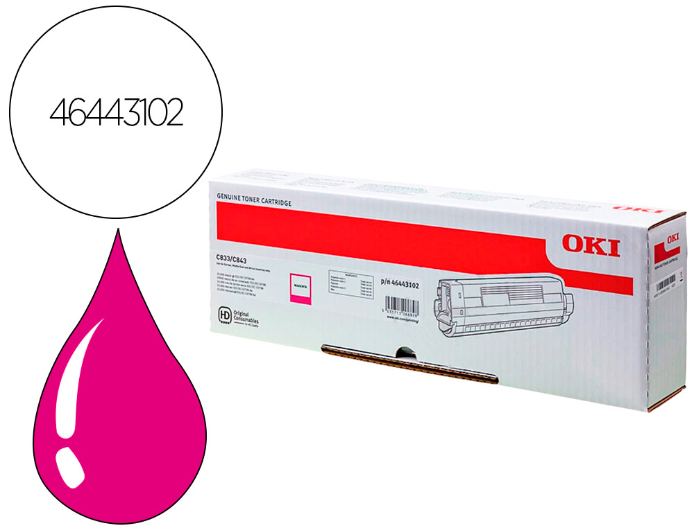 HP ( HEWLETT PACKARD ) - Toner oki laser 46443102 c833 / c843 magenta 10000 paginas (Ref. 46443102)