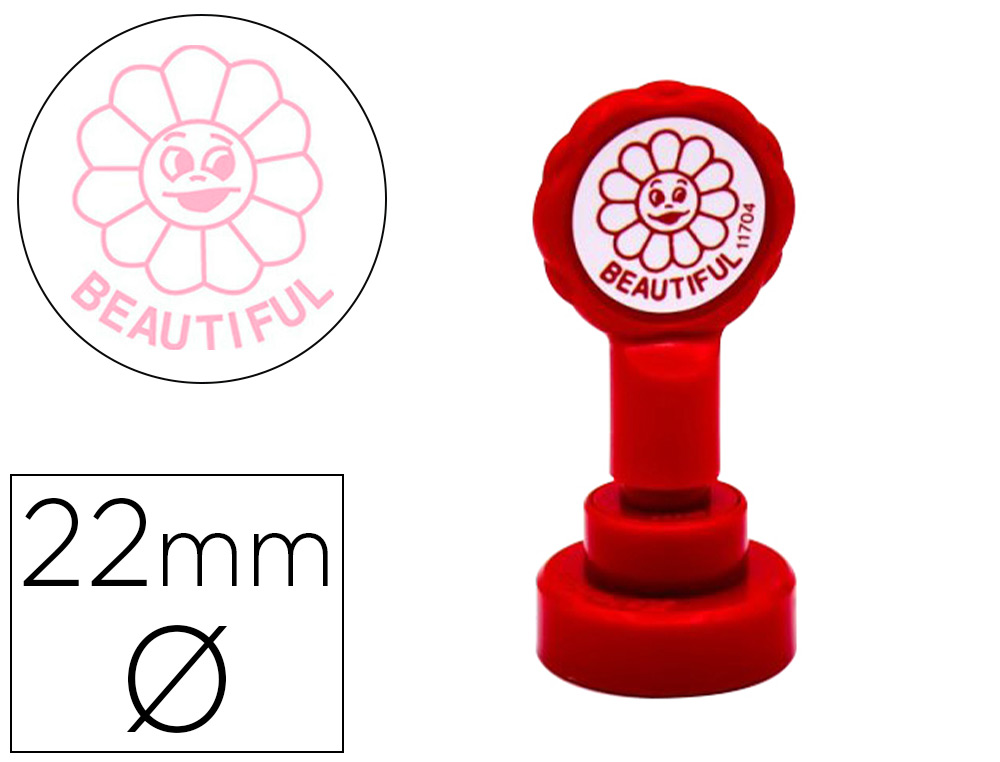 ARTLINE - Sello emoticono precioso color rosa 22 mm diametro (Ref. 11704)