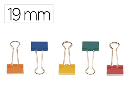 Q-CONNECT - Pinza metalica reversible n.1 19 mm caja de 10 unidades colores surtidos (Ref. KF03651)