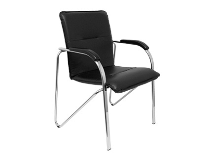 PIQUERAS Y CRESPO - Silla confidente pyc estructura cromada con brazos simil piel negra 880x600x552 mm pack de 2 unidades (Ref. PACK2259SPNECR)