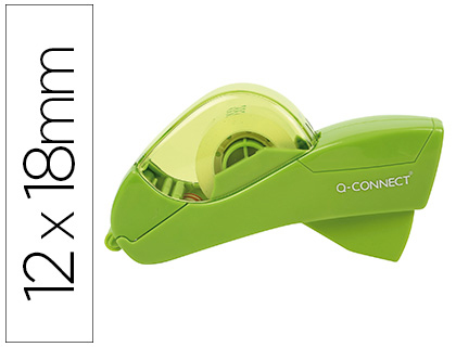 Q-CONNECT - Portarrollo automatico plastico verde para cintas de 12 y 19 mm incluye 2 cintas (Ref. KF14520)