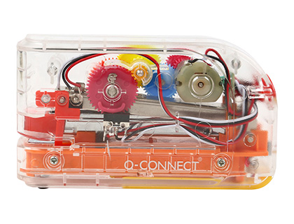 Q-CONNECT - Grapadora electrica plastico transparente mecanismo de colores capacidad 20 hojas usa grapas (Ref. KF14521)