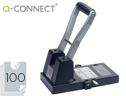 Q-CONNECT - Taladrador kf18766 negro 2 taladros abertura 10 mm capacidad 100 hojas (Ref. KF18766)