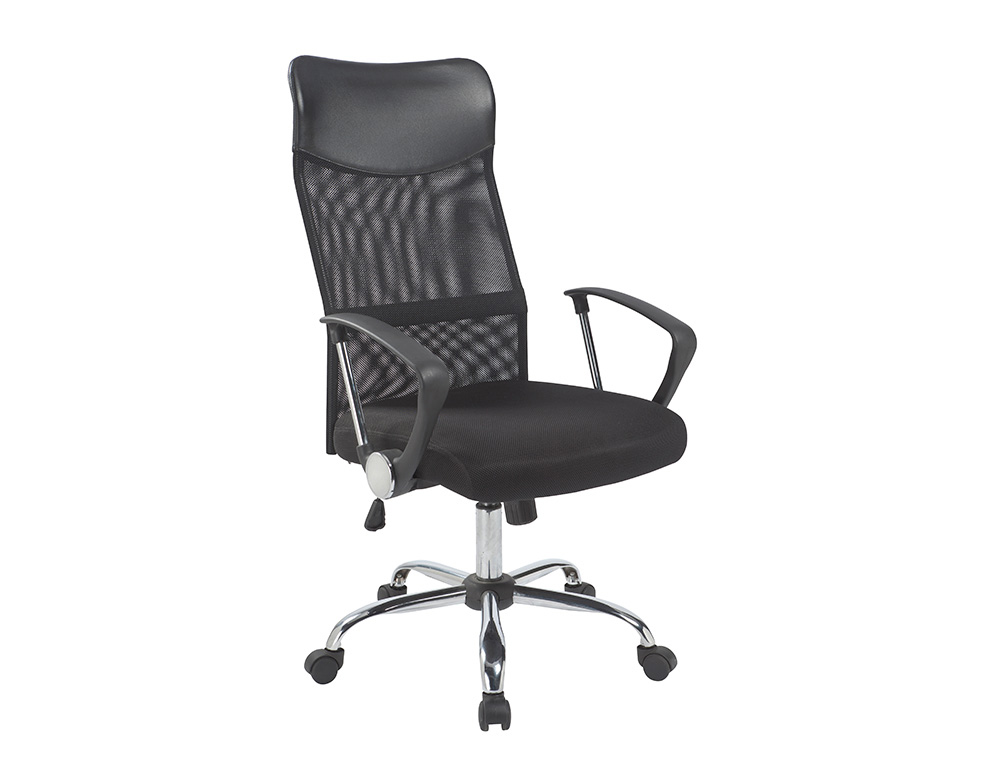 Q-CONNECT - Silla de direccion base metal respaldo alto regulable en altura 1110+100mm alto piel y malla (Ref. KF19025)