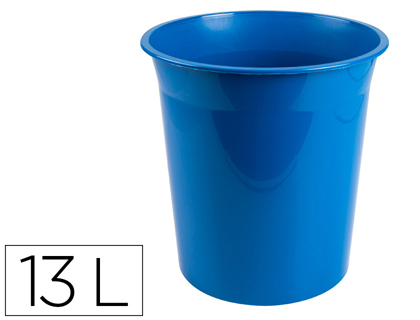 Q-CONNECT - Papelera plastico azul opaco 13 litros dim. 275x285mm (Ref. KF19032)