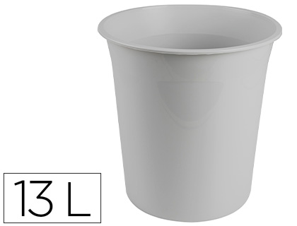 Q-CONNECT - Papelera plastico gris opaco 13 litros dim. 275x285mm (Ref. KF19033)