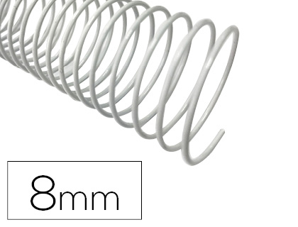 Q-CONNECT - Espiral metalico blanco 64 5:1 8 mm 1mm caja de 200 unidades (Ref. KF17124)