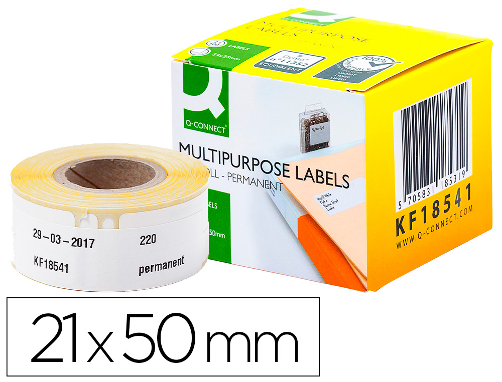 Q-CONNECT - Etiqueta adhesiva kf18541 compatible dymo 99017 tamaño 50x12 mm caja con 220 etiquetas (Ref. KF18541)