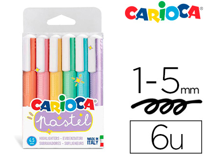 CARIOCA - Rotulador fluorescente pastel blister de 6 colores surtidos (Ref. 43033)
