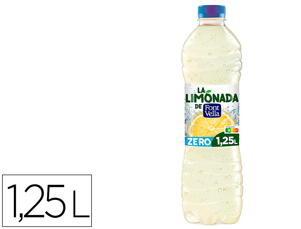 FONT VELLA - Agua mineral natural lim0nada zero con zumo de limon botella 1,25 l (Ref. 159164)