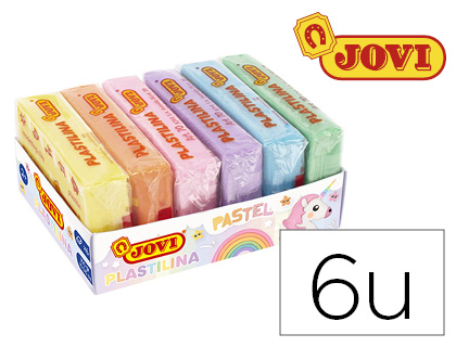 JOVI - Plastilina 70 surtida tamaño pequeño colores pastel surtidos caja de 6 unidades 50 g (Ref. 70/6P)